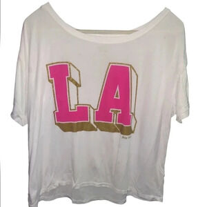 Juicy Couture Pink And Gold Glitter LA tee tshirt